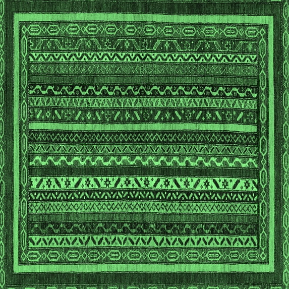 Ahgly Company Indoor Square Southwestern Emerald Green Country Area Rugs, 4' Square