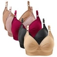 thumbnail image 3 of Gymayou 5 Pack No Underwire Comfort Bras for Women High Support Lift Up Wireless Bra Daily Wear Bralettes Multicolor #1 L, 3 of 8