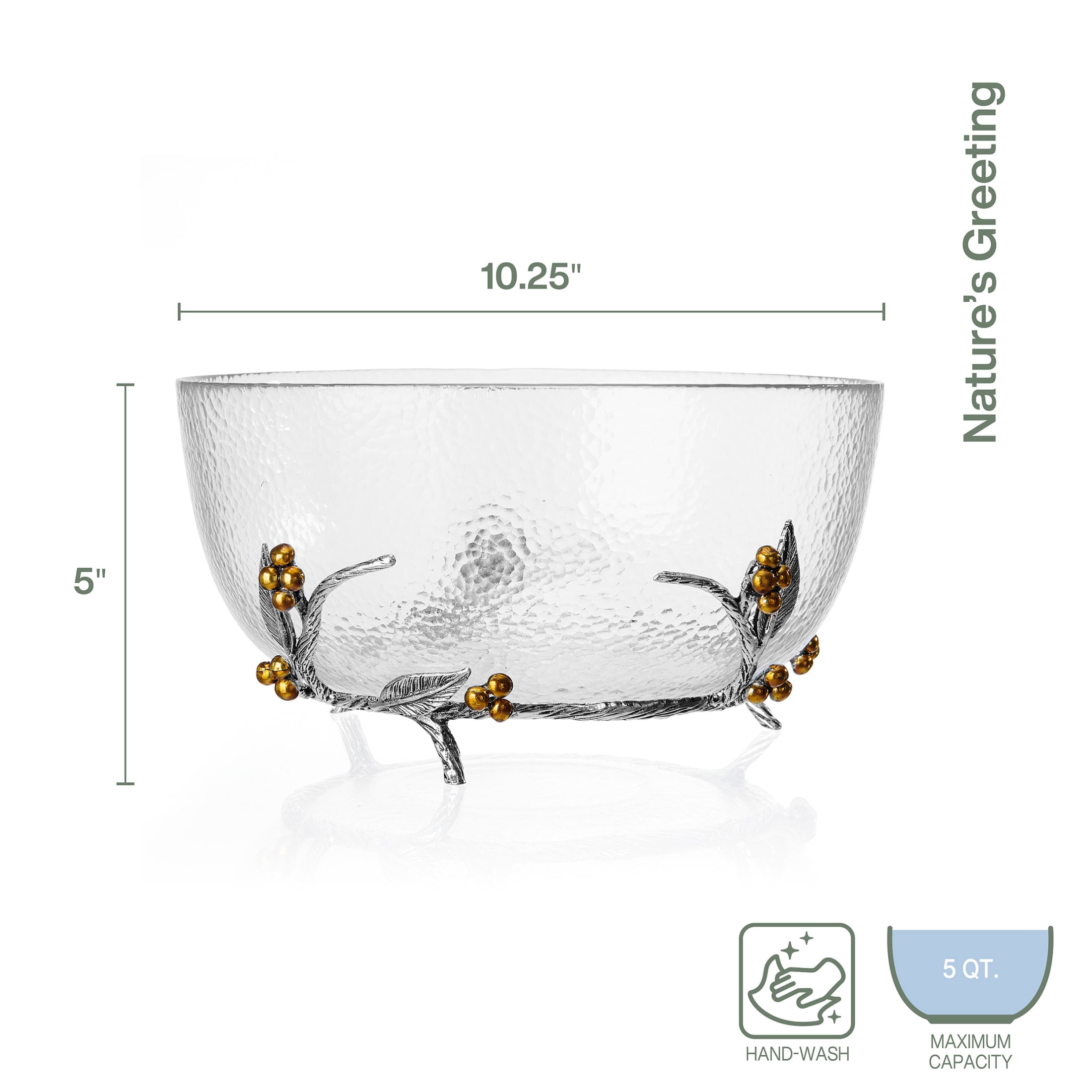 Fitz and Floyd Natures Greeting Clear Glass Bowl