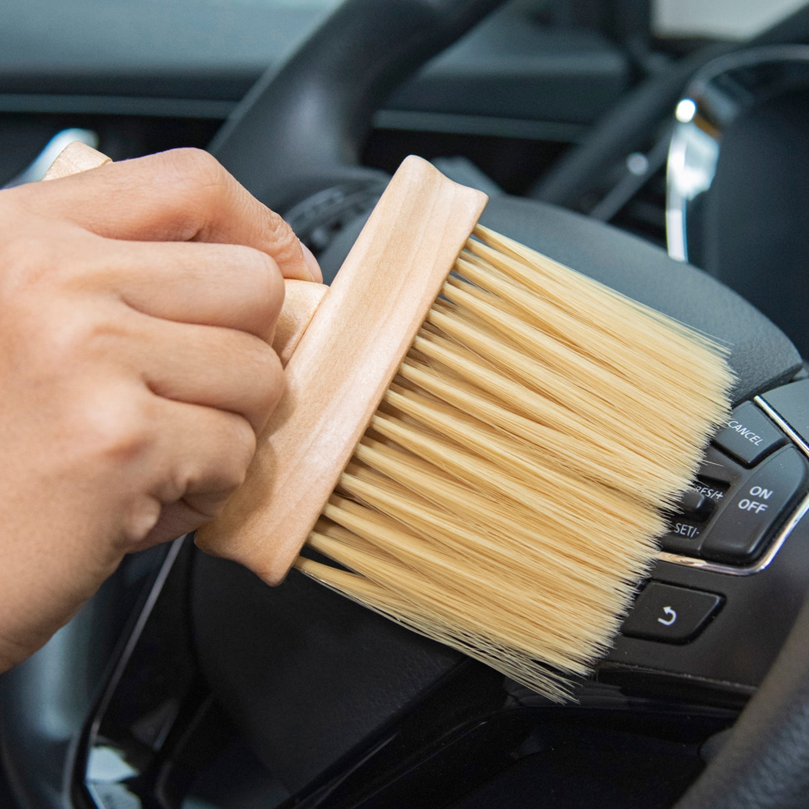 Vnanda Wooden Bench Brushes Fireplace Brush Horse Hair Bench Brush Soft Bristles Wood Handle