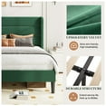 thumbnail image 4 of Amolife Full Size Platform Bed Frame with Velvet Upholstered Wingback Headboard, No Box Spring Needed, Green, 4 of 9
