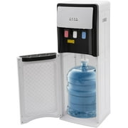 Bottom Loading Water Cooler Dispenser, Storage Cabinet Drinking Fountain Hot & Cold Standing Water Dispenser with Anti-Scalding Design Safety Lock for Home Office (White)
