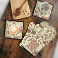 thumbnail image 5 of Pioneer Flower Floral Print Pattern Kitchen Oven Mitt and Pot Holder Sets 2 Pcs for Baking, Cooking and Grilling, Heat Resistant Up To 392 °F, 5 of 7
