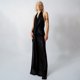 thumbnail image 1 of High-End Lady Satin Dress Long Skirt Summer Backless Halter Neck Deep V-Neck White Black, 1 of 4