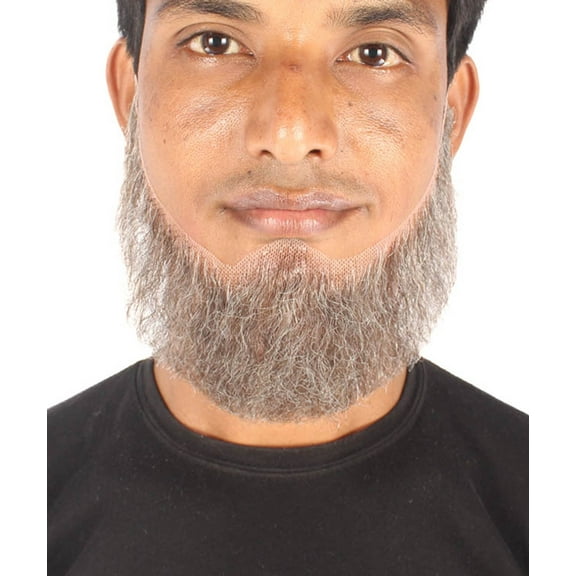HPO Adult Men Dutch Mid Length Beard & Side Burns Set | Human Hair | Grey Color option