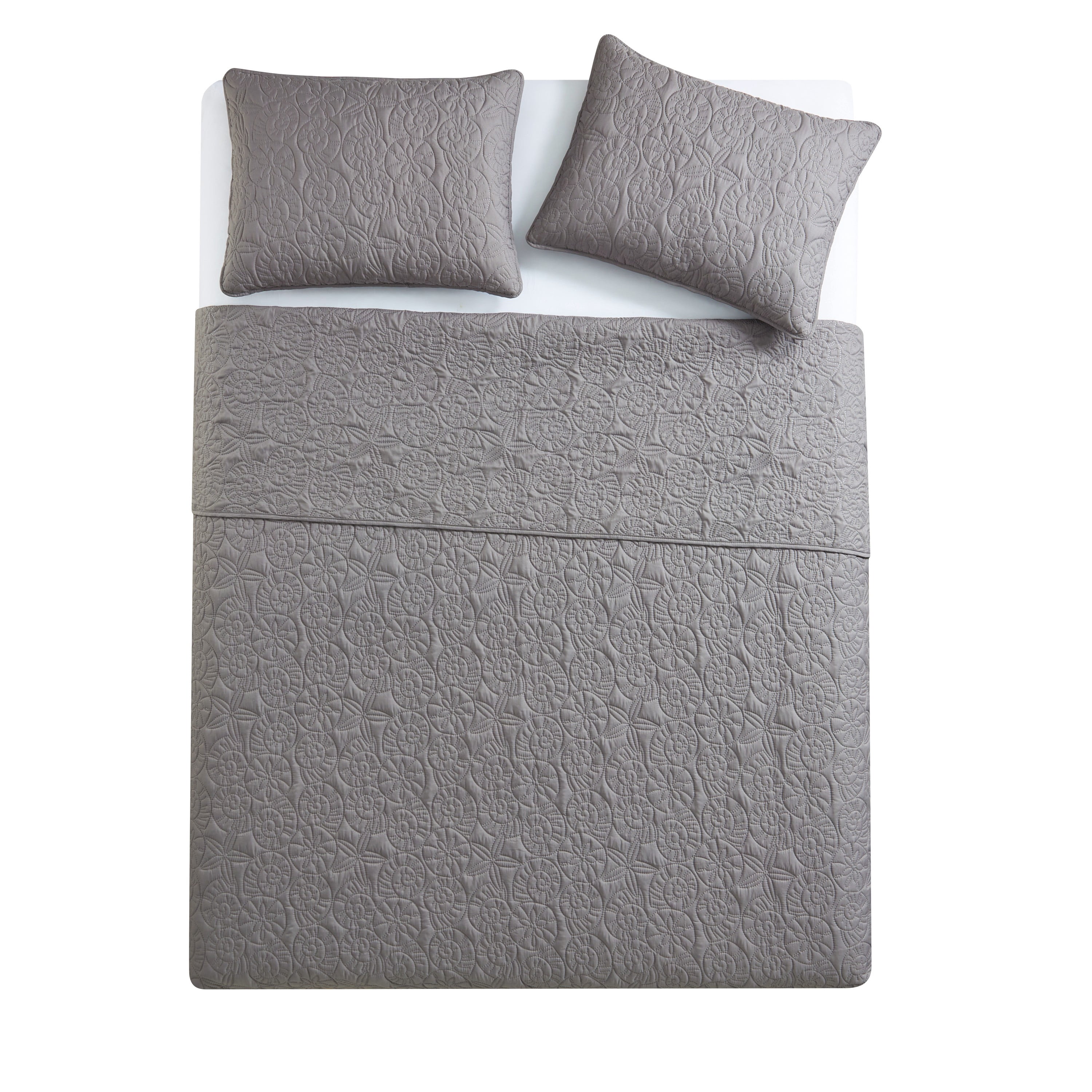 VCNY Home Seashell Coastal 3-Piece Grey Textured Seashell Quilt Set, King, Adult, Unisex