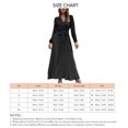 thumbnail image 6 of Women's Long Dress V Neck Long Sleeve Pleated A Line Skirt Lantern Sleeve Clothing Black S, 6 of 6