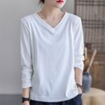 thumbnail image 4 of Womens Tops Long Sleeve, Women's V-neck T-shirt Women's Long Sleeved Loose Spring And Summer Casual Base Shirt Plus Size Long Sleeved V-neck Top/shirt(White,XL), 4 of 4