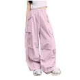 thumbnail image 2 of ZACPNCV Hip Hop Dance Cargo Pants for Girls Boys Wide Leg High Elastic Waisted Jogger Sweatpants Streetwear Active Pants 9-10 Years, 2 of 6