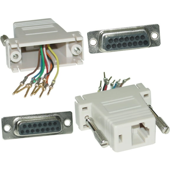 Cable Wholesale 32D1-18400 Modular Adapter - DB15 Female to RJ45 Female, Gray