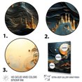 thumbnail image 3 of Designart "Golden Planet Orbit in Blue and Gold" Astronomy & Space Canvas Wall Art - Global Blue Planets Entryway Wall Art Print, 3 of 6