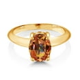 thumbnail image 2 of Gem Stone King 18K Yellow Gold Plated Silver Ecstasy Mystic Topaz Solitaire Engagement Ring for Women (2.00 Cttw, Oval 9X7MM, Gemstone Birthstone, Available in Size 5, 6, 7, 8, 9), 2 of 4