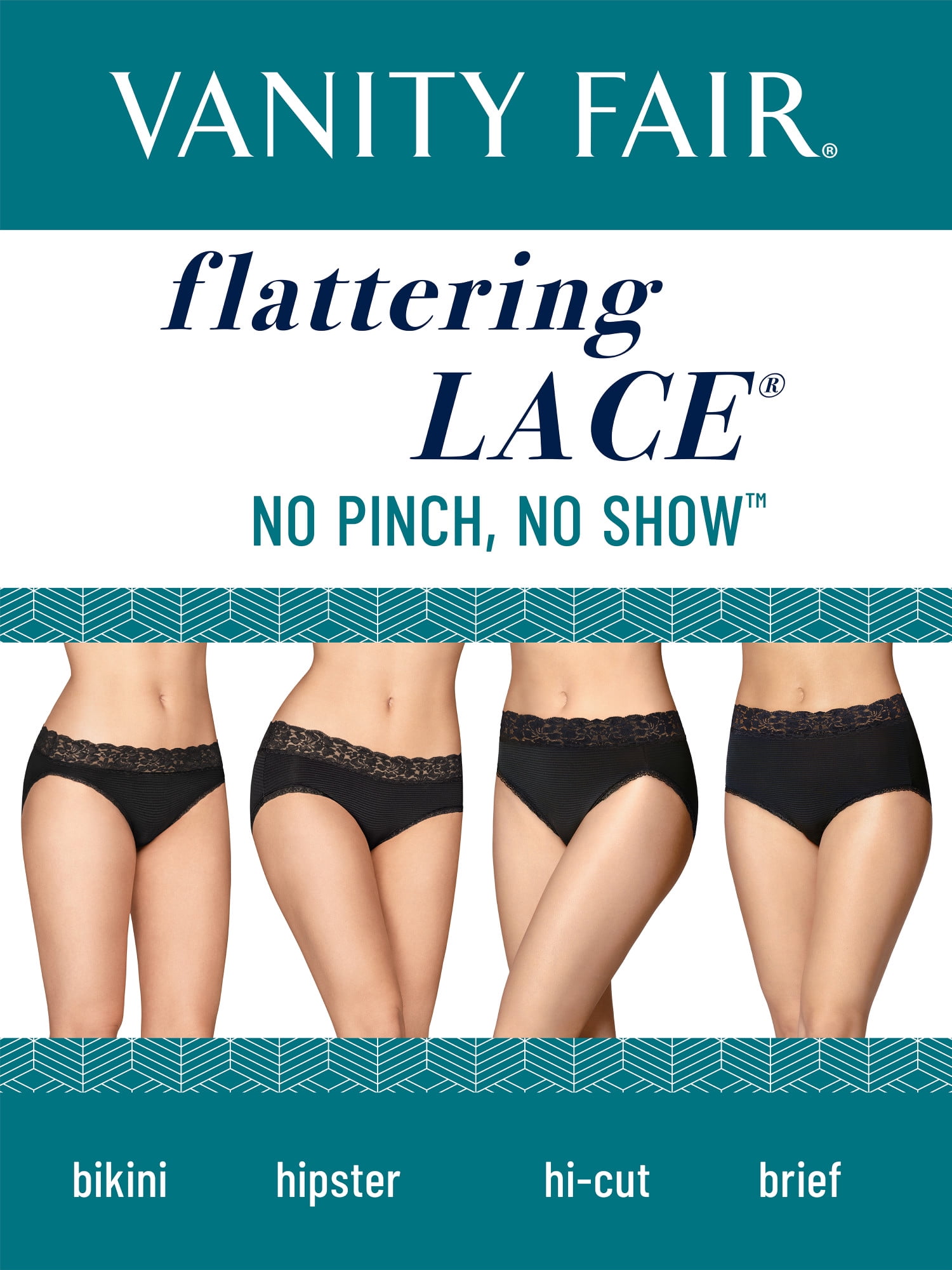 Vanity Fair Lingerie Women's Flattering Lace Brief Underwear