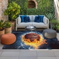 thumbnail image 2 of Basketball Outdoor Rug for Patio/Deck/Porch, Non-Slip Large Area Rug 3 x 5 Ft, Blue Red Water Fire Splashing Indoor Outdoor Rugs Washable Area Rugs, Reversible Camping Rug Carpet Runner, 2 of 8