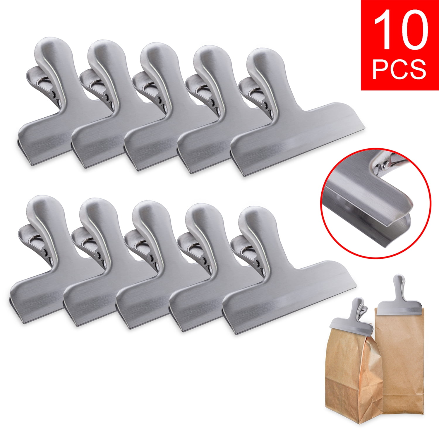 Danzix 10 Pack Stainless Steel Chip Bag Clips 3 Inch and 4 Inches Width Durable for sale online 