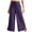 Purple, variant on HAPIMO Solid Color Pants Full Length Pants Workout Loose Pants Pockets Side Split for Women Bandage Elastic Waist Activewear Trousers Casual Slacks Sweatpants Black L