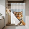thumbnail image 4 of Sunglasses Tiger No Hook Shower Curtain with Snap in Liner Retro Funny Tiger Grey Background Waterproof Bathroom Shower Curtain with See Through Top Window for Bathtub 72" x 84", 4 of 9