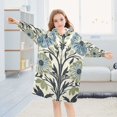 thumbnail image 5 of FORMRS Wearable Blanket Hoodie with Sleeves for Kids Cozy Flannel Sweatshirt, Blue Floral Pattern, 5 of 7