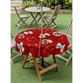 thumbnail image 4 of Outdoor Tablecloths with Umbrella Hole & Zipper, Red White Bow Round Tablecloth 54 Inch, Modern Art Watercolor Bowknot Waterproof Table Cloth, Patio/Pool/Picnic Table Covers, 4 of 8