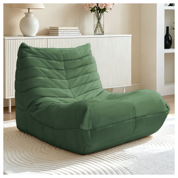 Multifunctional Floor Lounge Chair, Lazy sofa, beanbag chair,Soft Skin-Friendly Fabric Bean Bag for Reading/Relaxing, (Deep Green)