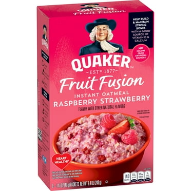 Quaker Instant Oatmeal, Fruit Fusion Raspberry Strawberry, 8.4 oz, 6 Packets