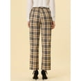 thumbnail image 4 of INSPIRE CHIC Pantalones a cuadros casuales para mujer, bolsillos, pierna recta, trabajo, oficina, pantalones caqui negro S, 4 of 5
