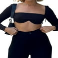thumbnail image 3 of Women Rib Knit Crop Tops Long Sleeve Square Neck Stretchy Blouse, 3 of 6