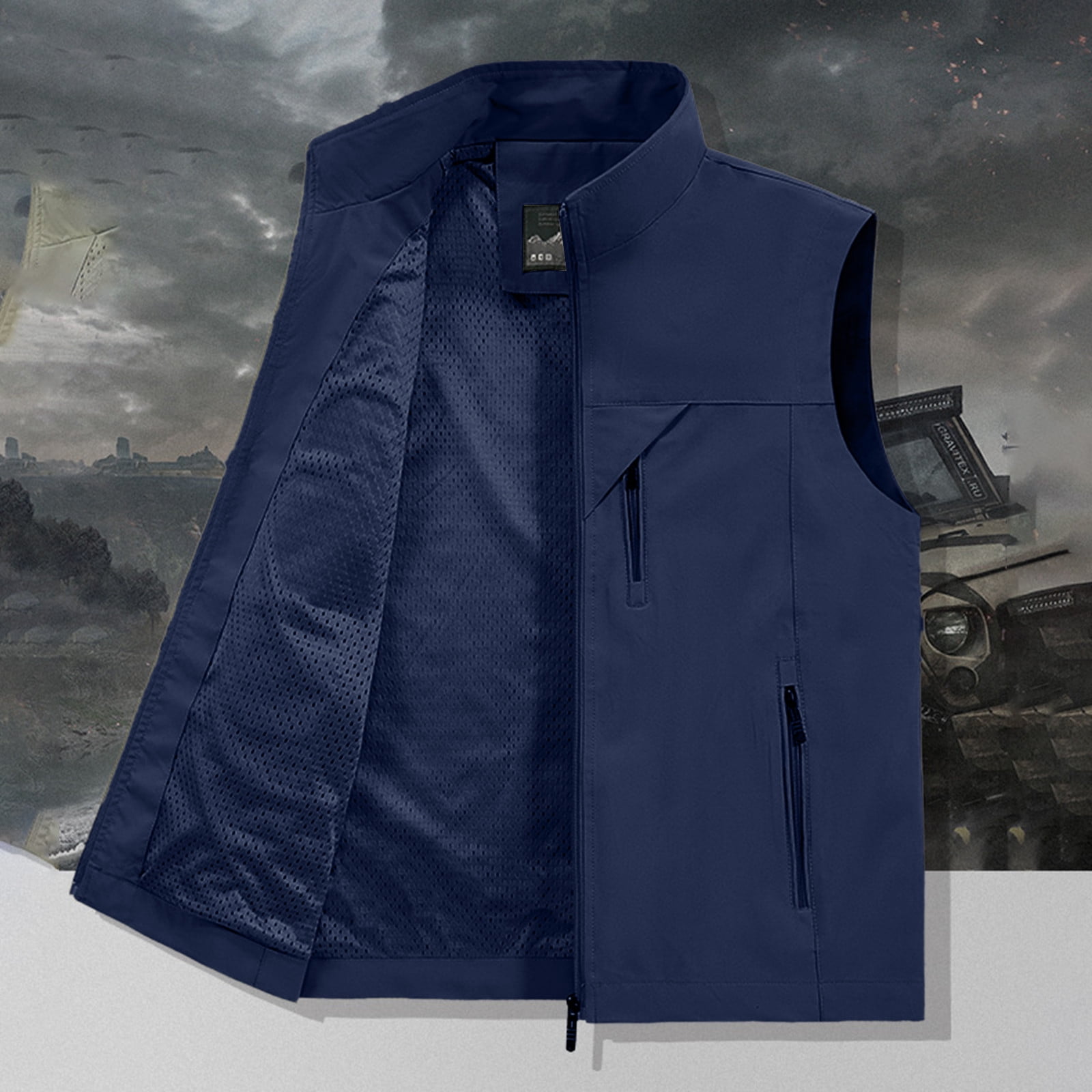 Men's Lightweight Softshell Vest Windproof Sleeveless Jacket for Travel Hiking Running Golf