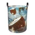 thumbnail image 1 of Balery Fresh Coconut Splash Cesta de ropa redonda con asas, impermeable, independiente, para ropa, juguetes, dormitorio y familia-Small, 1 of 6