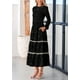thumbnail image 4 of Vestido midi PRETTYGARDEN de manga larga con estampado floral fruncido para mujer, 4 of 9