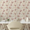 thumbnail image 2 of Ambesonne Vintage Peel & Stick Wallpaper for Home, Nostalgic Floral Print Art, 13"x100", Eggshell and Pale Ruby, 2 of 5