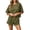 Army Green, variant on KIHOUT Women Solid Color 2 Piece Loungewear Set Crew Neck Contrast Trim Short Sleeve Cropped Top Drawstring Elastic Waist Shorts Casual Matching Outfit For Home Lounging Daily Wear