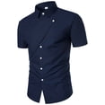 thumbnail image 1 of Camisas Deportivas Hombre Camisa de manga corta con botones de moda simple de diseño único para hombre (Dark Blue, S), 1 of 7