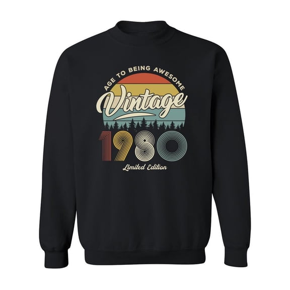 Vintage 1980 Awesome Sweatshirt Men -Image by Shutterstock, Male Small