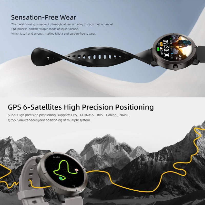 AIEK New DM76 Smart Watch 5ATM Waterproof Swimming GPS Built-in Dual-band GNSS 466*466 Compass Military Bluetooth call Sport Smartwatch Men Woman