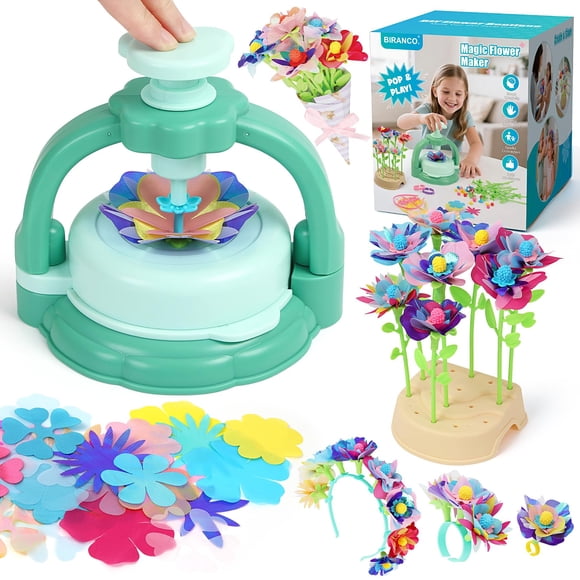 BIRANCO. DIY Flower Bouquet Maker Kit for Kids – Build Your Own Flower Market, Arts & Crafts Toys for Girls Ages 4-8, Educational Activity with Ric