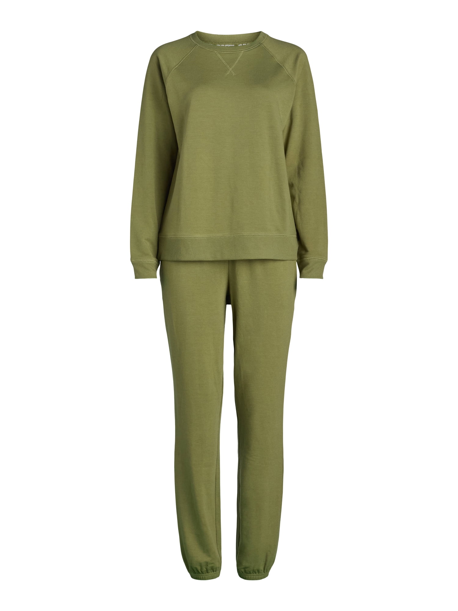 Joyspun Women's and Women’s Plus French Terry Sweatshirt and Joggers Set, 2-Piece, Sizes XS to 3X