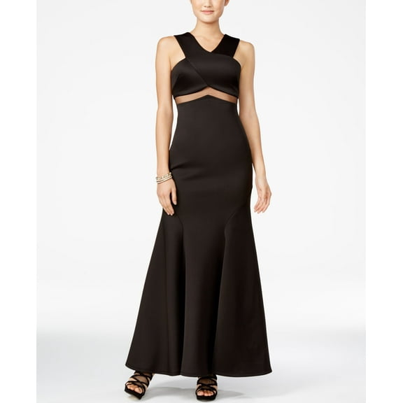 Teeze Me Juniors Embellished Illusion Waist Gown Black 1