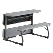 Your Zone Kids Activity Table & Bench Set – Folding Play Table for Crafts, Homework, Homeschool & Playrooms, Ages 3–8, Gray