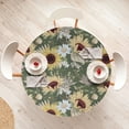 thumbnail image 4 of Ambesonne Sunflowers Fitted Round Tablecloth, Nostalgic Floral Summer, 56"- 60" Diameter, Pastel Yellow Dark Rust, 4 of 5