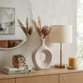 thumbnail image 2 of Oval Cutout Vase for Living Room Decor - Modern Ceramic Flower Vase for Home, Bedroom Vanity, Office, and Table Accents - Tall Textured Design for Shelf and Entryway Decor - 14", Ivory, 2 of 11