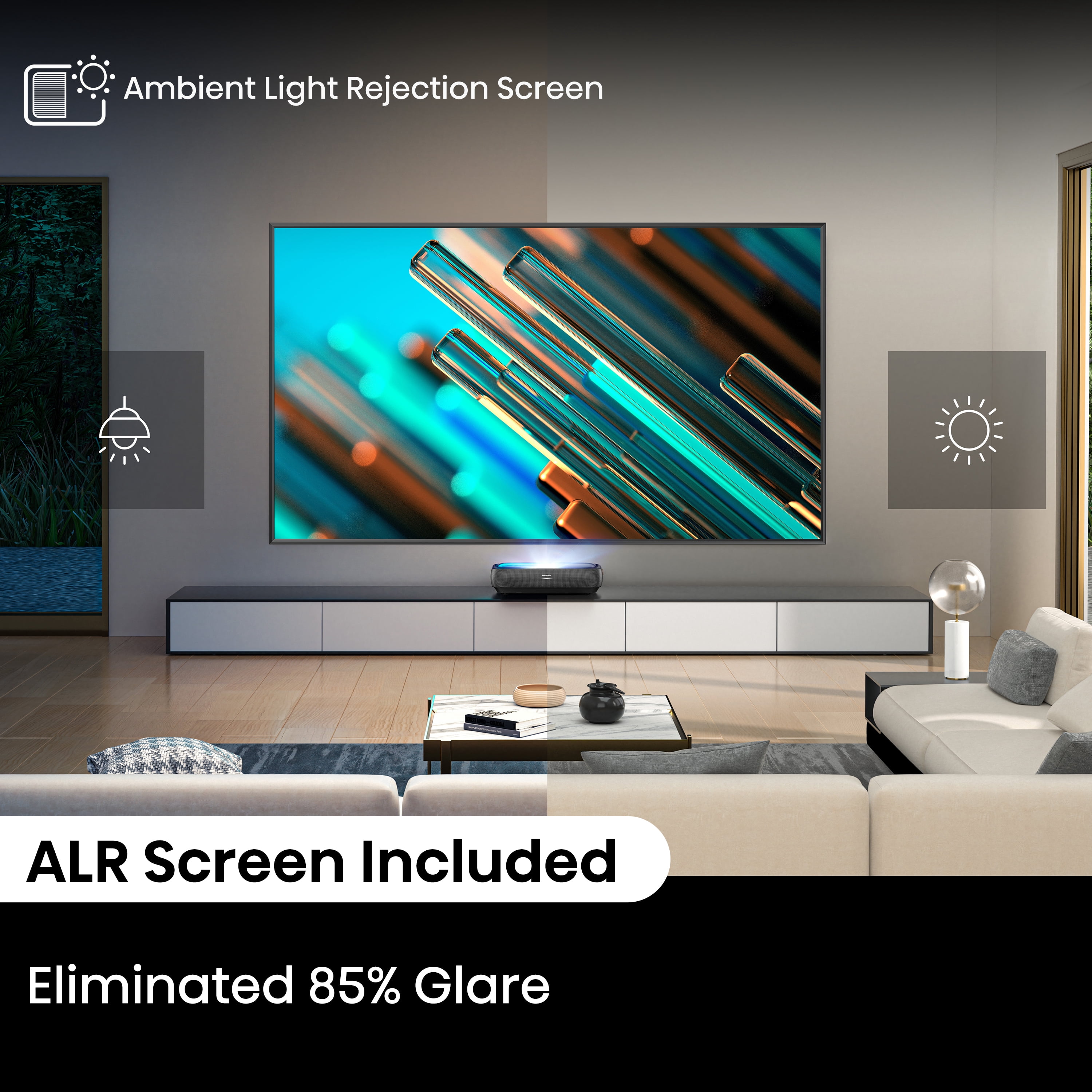 Hisense L9H TriChroma 4K Ultra Short Throw Laser TV Projector with 120" Ambient Light Rejecting Screen, Dolby Vision, Dolby Atmos, & Google TV