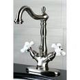 thumbnail image 3 of Kingston Brass KS1430PX Heritage Two-Handle Bathroom Faucet with Brass Pop-Up and Cover Plate, Matte Black, 3 of 7