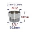 thumbnail image 4 of Brass 1/2" To M22 M24 M14 M20 Thread Connector Garden Household Faucet Adapter Durable Joint Co, 4 of 4