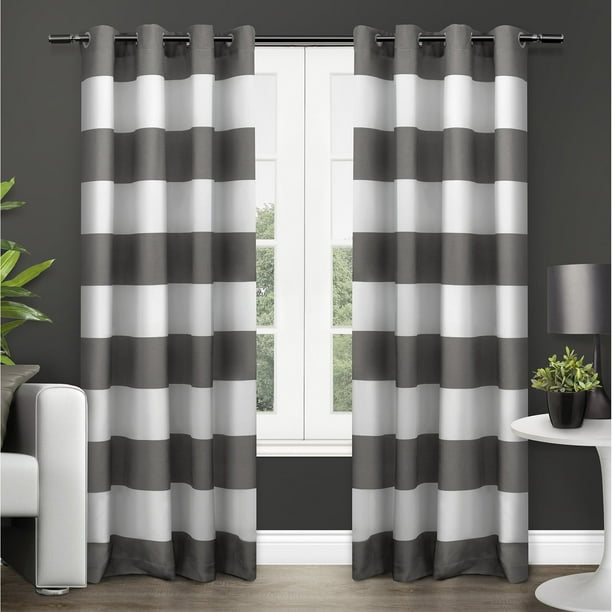 Exclusive Home Curtains 2 Pack Surfside Cabana Stripe Cotton Grommet Top Curtain Panels Walmart Com Walmart Com