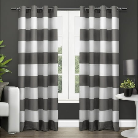 - Exclusive Home Curtains 2 Pack Surfside Cabana Stripe Cotton Grommet Top Curtain Panels