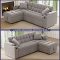 thumbnail image 2 of Muumblus Queen Size Convertible Sectional Sleeper Sofa with Storage & USB, Adjustable Backrest, Reversible L-Shaped Pull Out Couch Bed for Living Room, Guest Room, Gray Velvet, 2 of 14