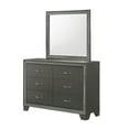 thumbnail image 4 of 6pc Modern Glam Queen Size Panel Bed Set Button-Tufted Headboard Dark Gray Finish Bedroom Furniture, 4 of 6