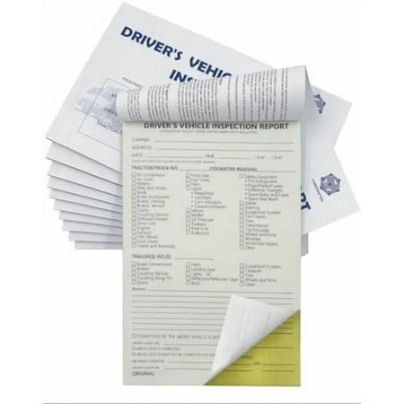 Detailed Driver's Vehicle Inspection Report 10 Pack Book Format, 2-Ply Carbonless, 5.5" x 8.5", 35 Sets of Forms per DVIR Log Book for Truck Drivers,FMCSR Compliant with Easy Tear-Out
