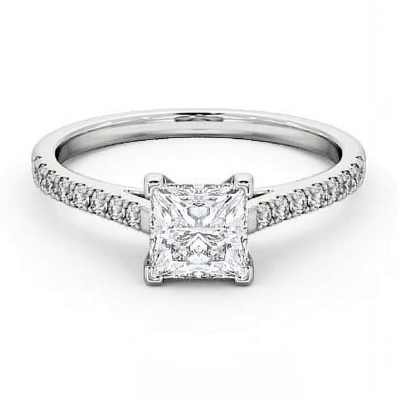 Meryn Jewel 2 Ct Princess Cut Diamond Ring - 14K White Gold Plated Anniversary Ring for Women's - Solitaire with Accent Engagement Jewelry - Elegant Silver Ring